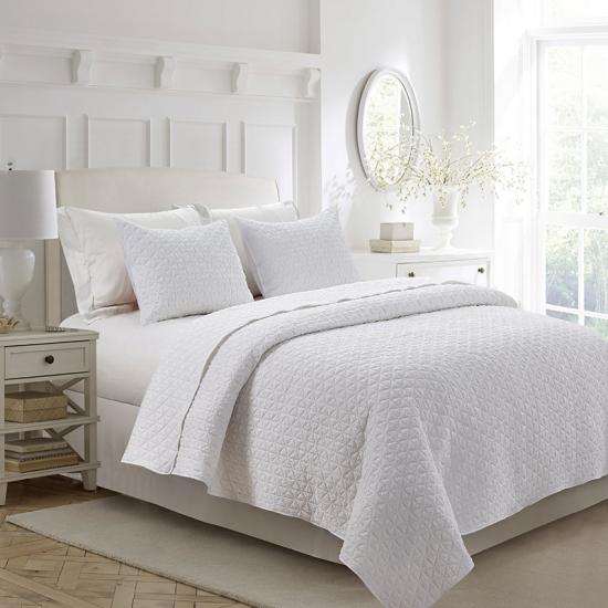 cxmirotex Enzyme Crinkle Sengeteppe White Quilt Sett