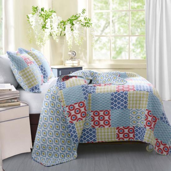 cxmicrotex Floral Patchwork Print Quiltet sengeteppe