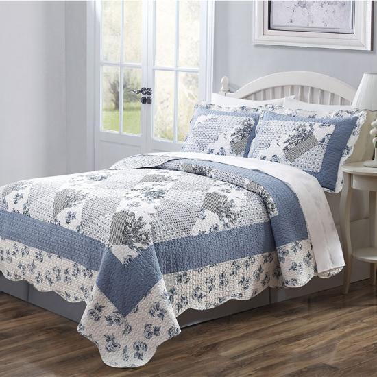 cxmicrotex Sengetøy Forvasket Patchwork Print Quilt Sett