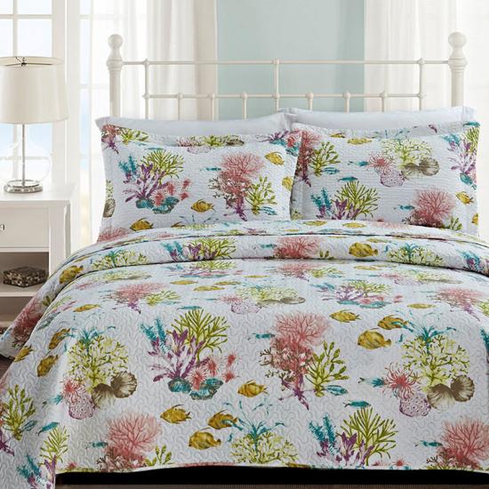 microtex Coastal Coral Printed Ultrasonic Sengeteppe