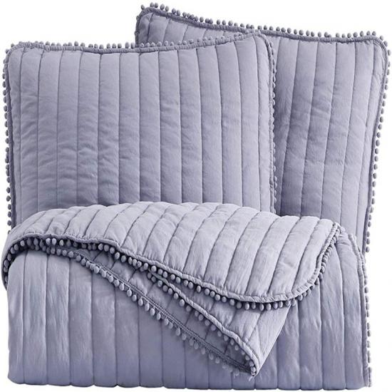 Pompom Quilt Sett Lilla Farge