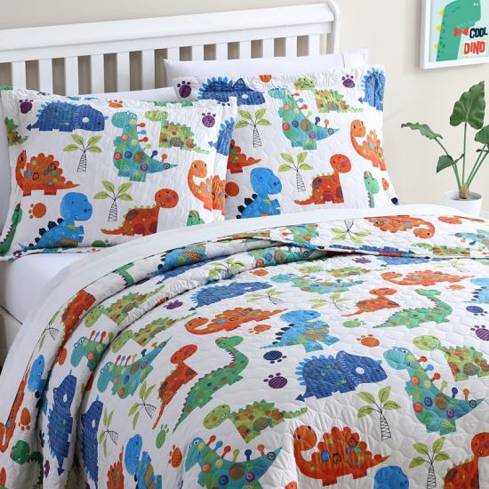 cxmicrotex Kids Twin Sengesett Dinosaur Quilted Sengeteppe